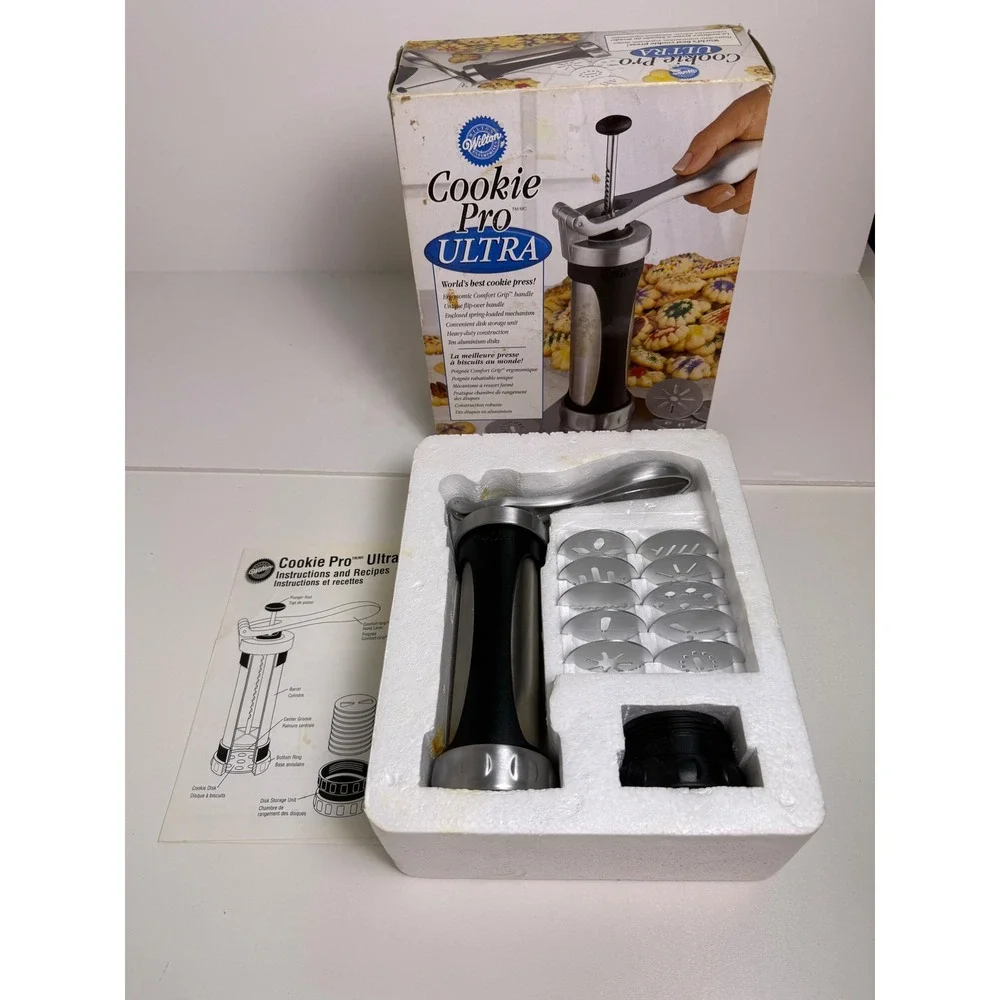 Wilton Cookie Pro Ultra Heavy Duty Cookie Press 10‎ Disks 2104-4010 Spritz Maker